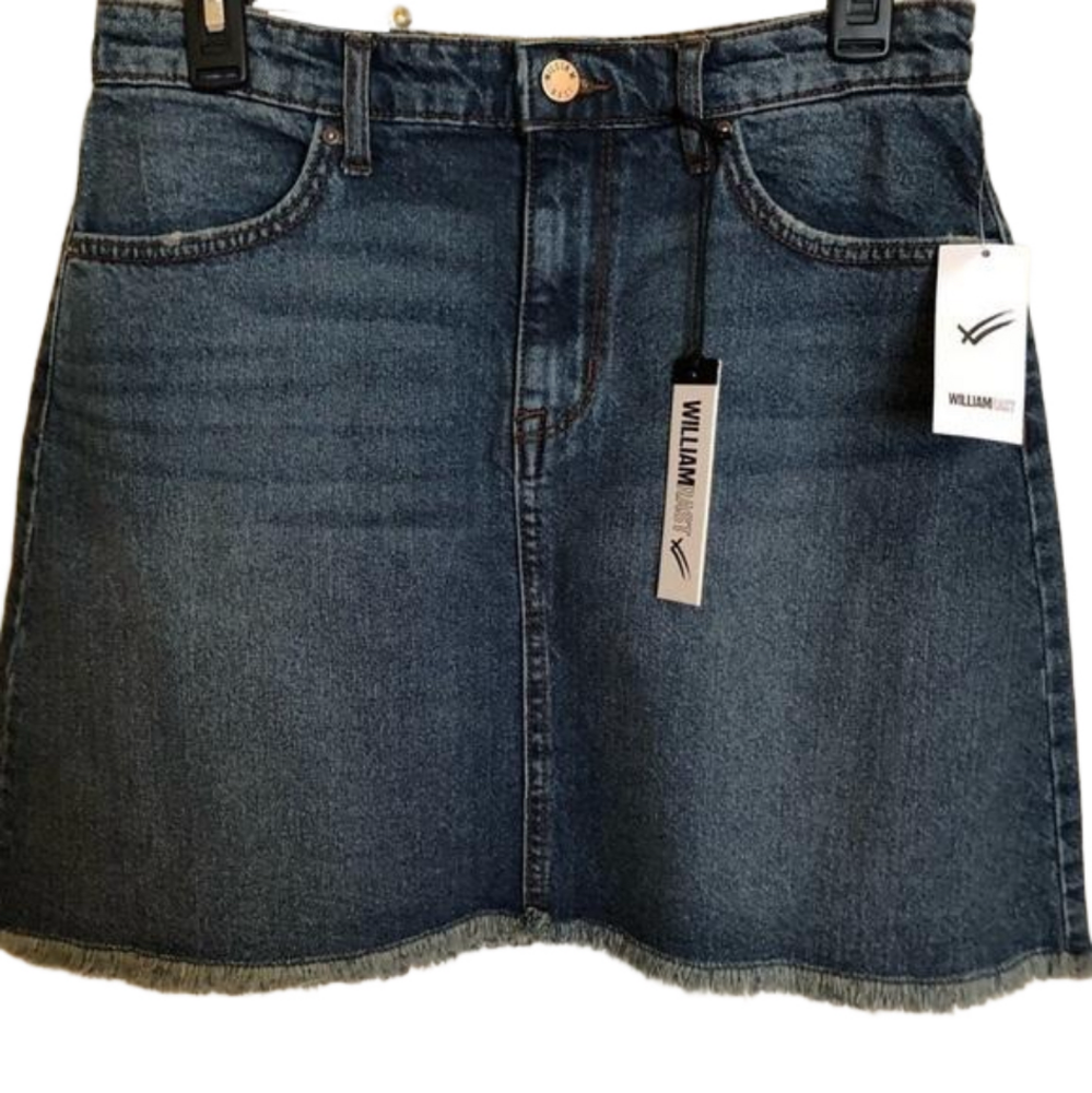 𝅺DENIM Blue Micro MINI Skirt WILLIAM RAST Raw Edge Cotton BUY NOW PRICE